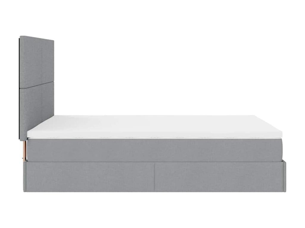 Cadre de lit ottoman et matelas gris clair 140x200 cm tissu