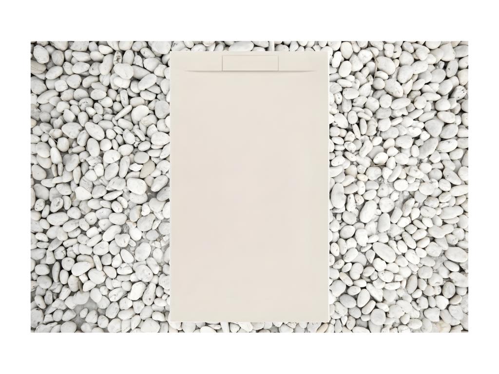 Receveur de Douche 110x90 cm BEIGE Ligne Meublita PLUS En Résine et Poudre de Marbre Avec Grille Latérale EN RéSINE DE MARBRE