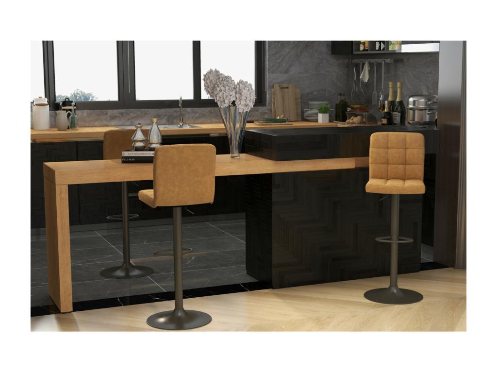 SQUAR-Tabouret de bar en cuir synthétique Meublita- gris bronze x2