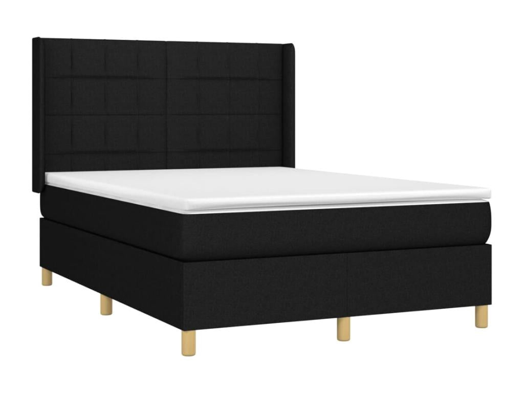 Lit à sommier tapissier avec matelas Noir 140x200 cm Tissu