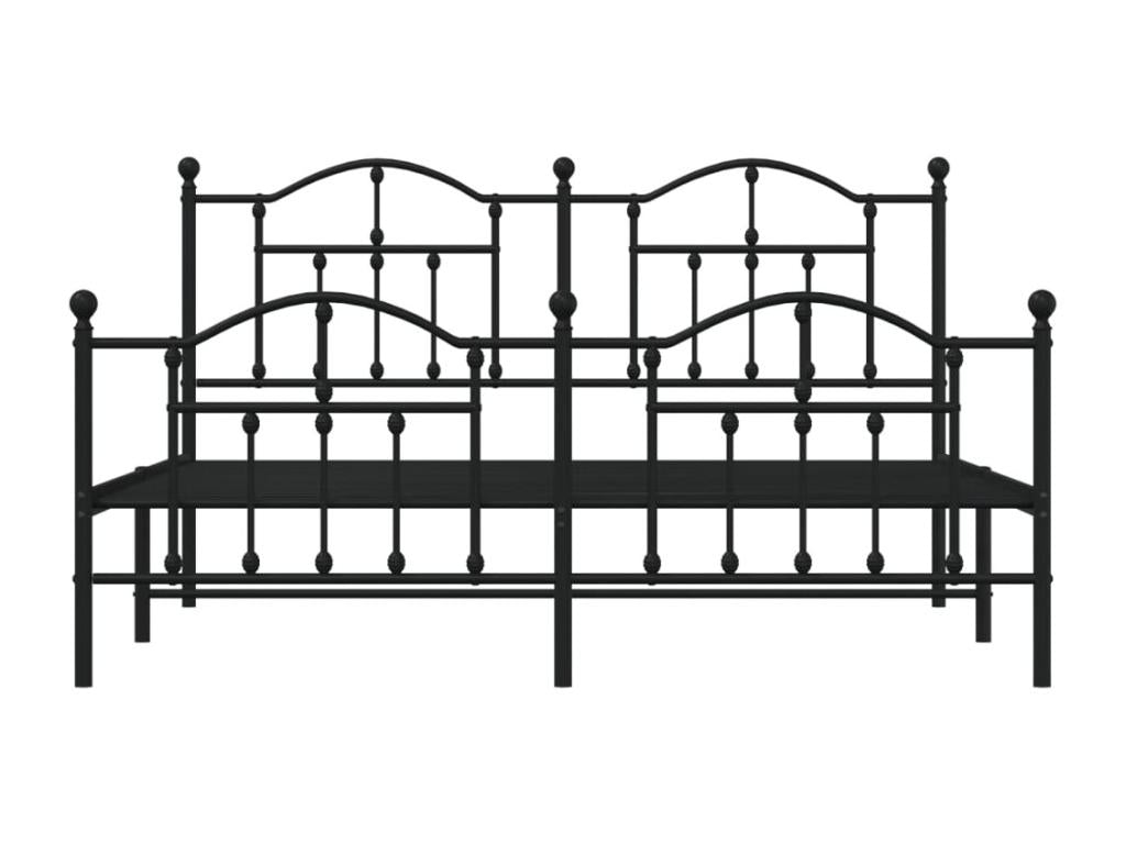 Cadre de lit métal avec tête de lit-pied de lit noir 183x213