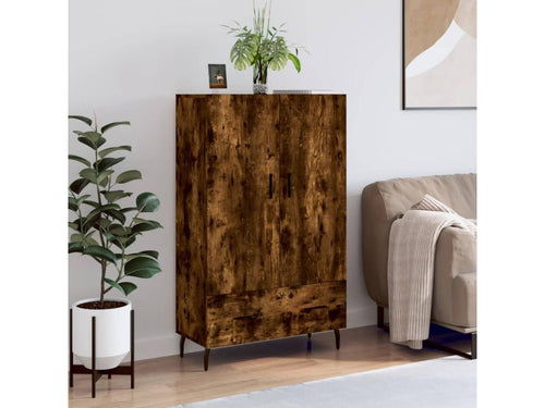 Buffet haut chêne fumé 69,5x31x115 cm bois d'ingénierie