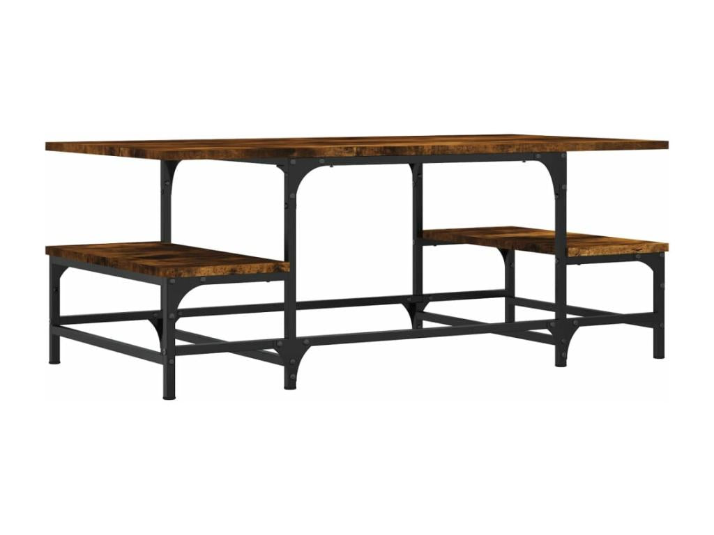 Table basse chêne fumé 100x50.5x40 cm bois d'ingénierie