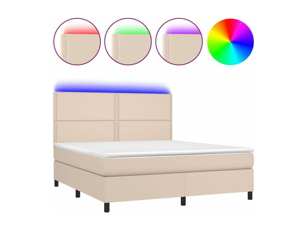Sommier à Meublita de lit avec matelas LED Cappuccino 180x200