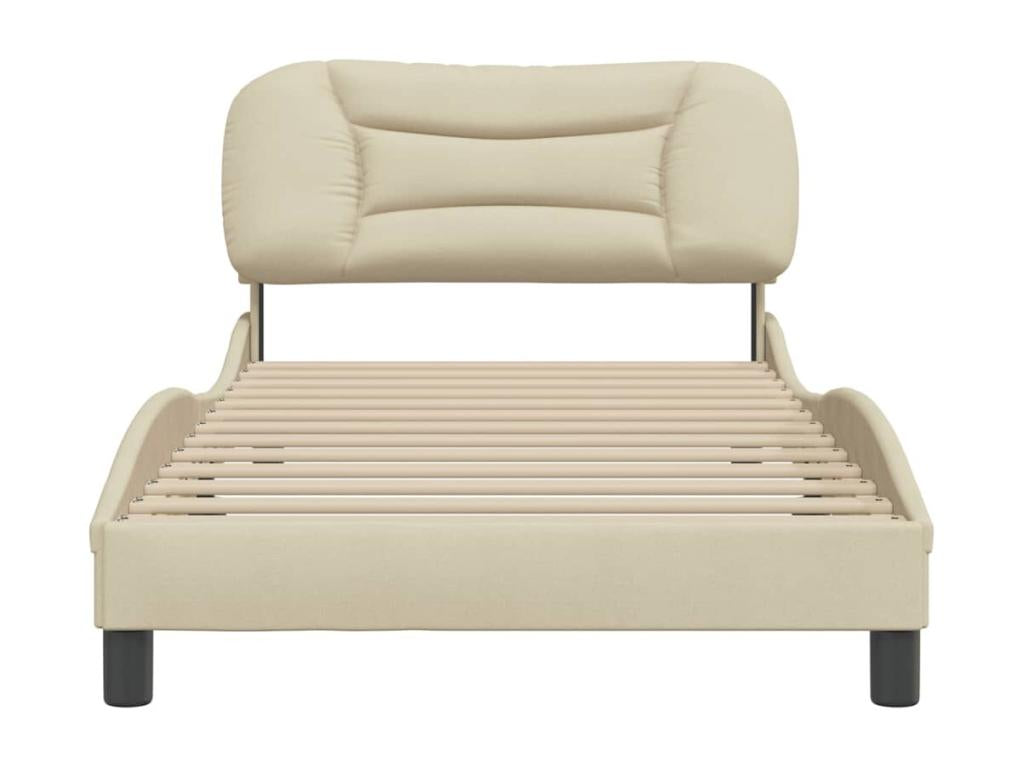Cadre de lit avec tête de lit Crème 100x200 cm Tissu