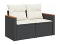 Salon de jardin 8 pcs avec coussins noir résine tressée