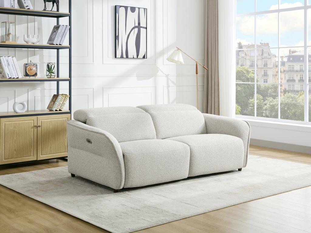 Canapé 3 places Meublita électrique en tissu texturé beige Meublita