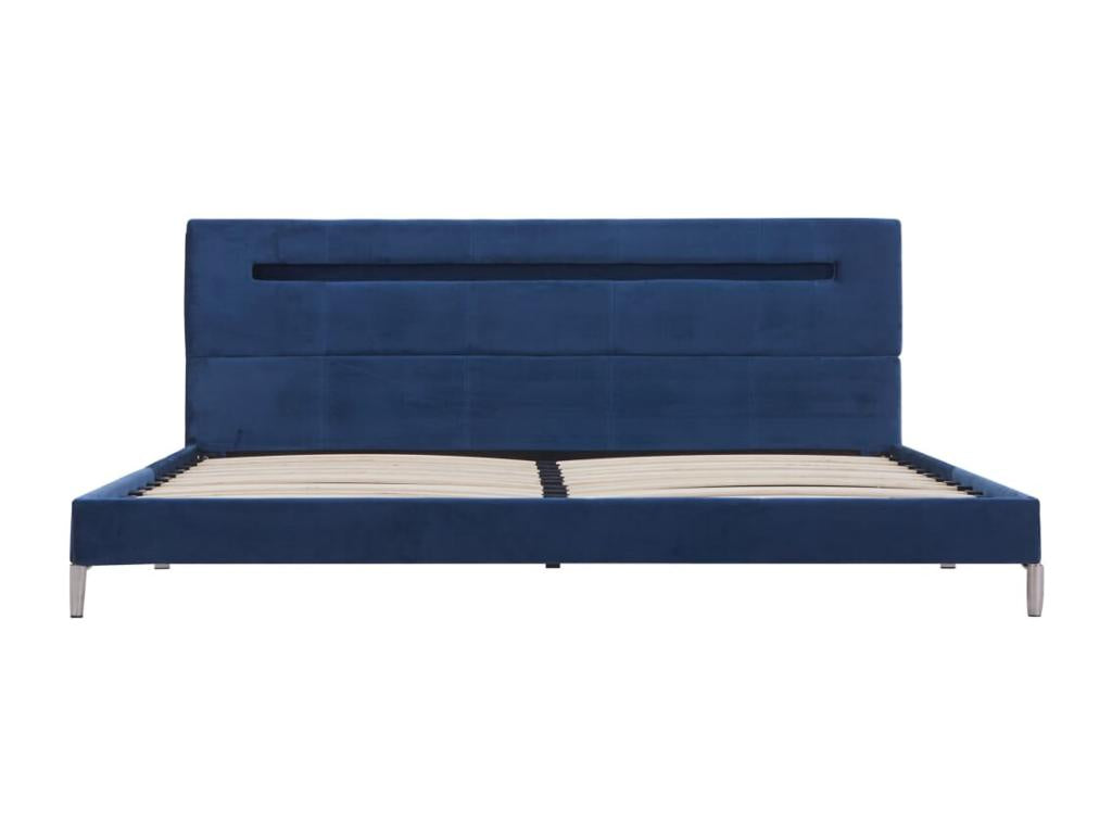 Cadre de lit avec LED Bleu Tissu 180x200 cm