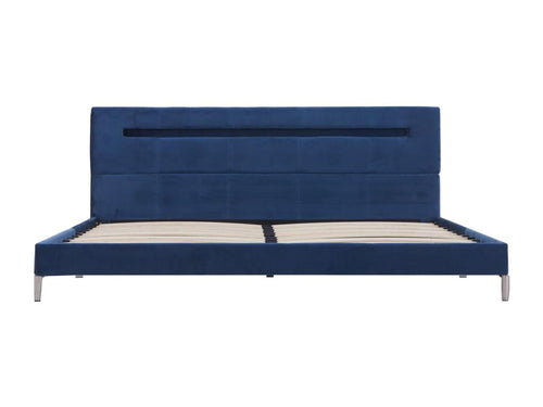 Cadre de lit avec LED Bleu Tissu 180x200 cm