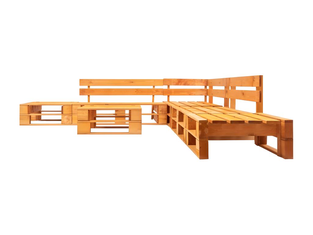 Canapés de jardin palette 6 pièces bois marron miel