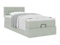 Cadre de lit ottoman et matelas gris clair 90x190 cm velours