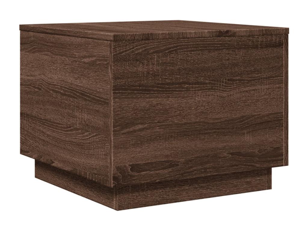 Table basse avec Meublitaères LED chêne marron 50x50x40 cm