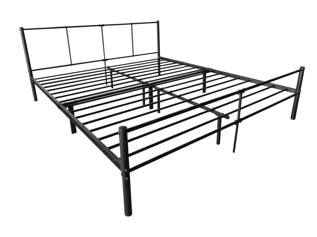 Cadre de Lit Double en Métal Laos 180x200 cm Noir Mat Meublita