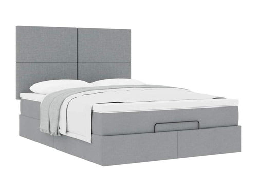 Cadre de lit ottoman et matelas gris clair 140x200 cm tissu