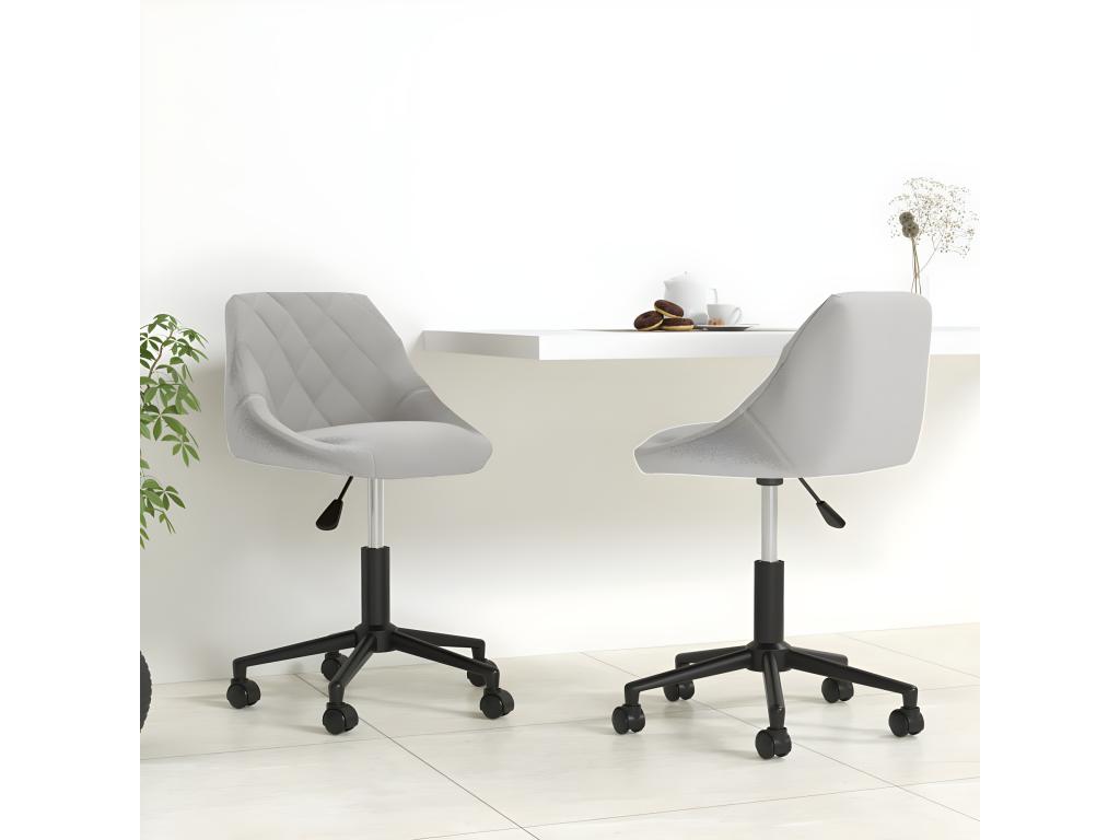 Chaises pivotantes à manger lot de 2 gris clair velours