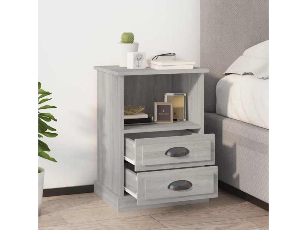 Tables de chevet 2 pcs Meublita gris 43x36x60
