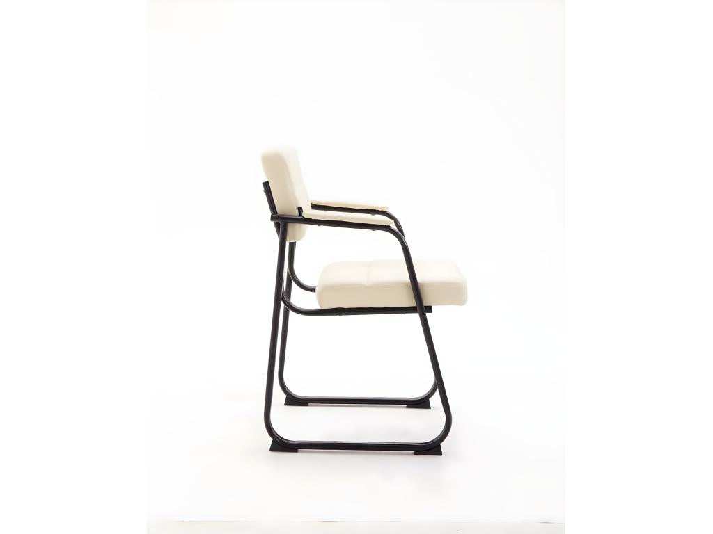 chaises avec accoudoirs - Tissu / Métal noir mat - Crème - Meublita B