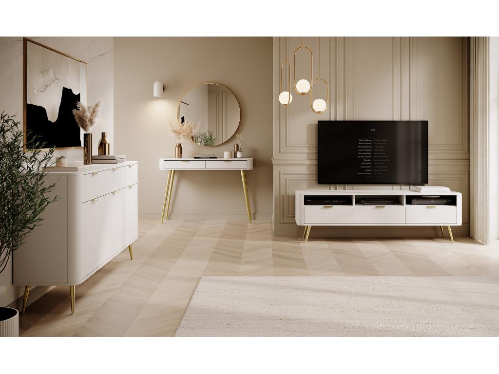 Coiffeuse avec tiroirs - 112 cm - blanc - OVAL