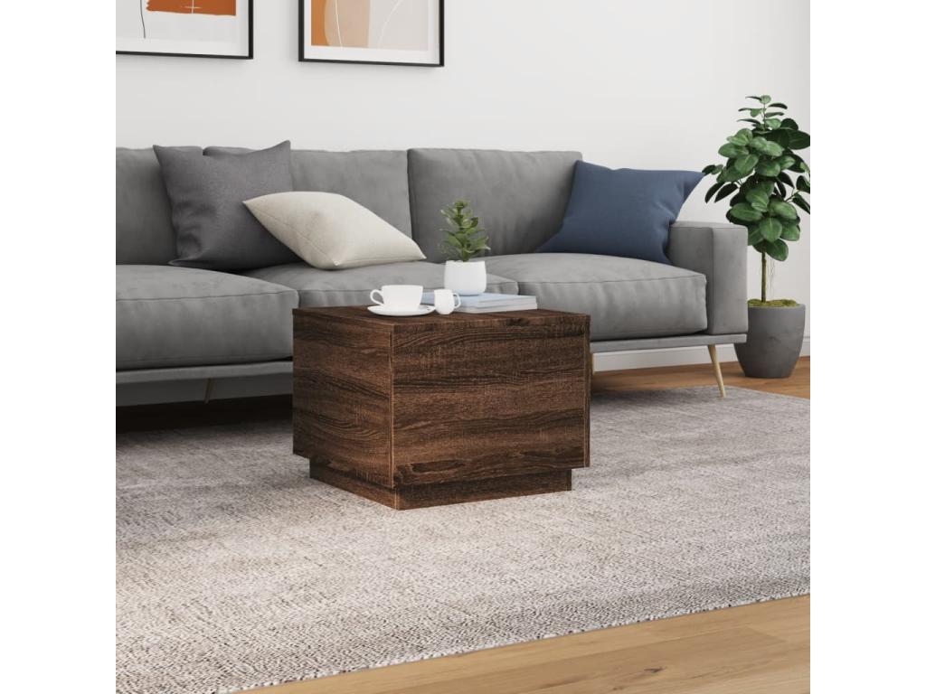 Table basse avec Meublitaères LED chêne marron 50x50x40 cm