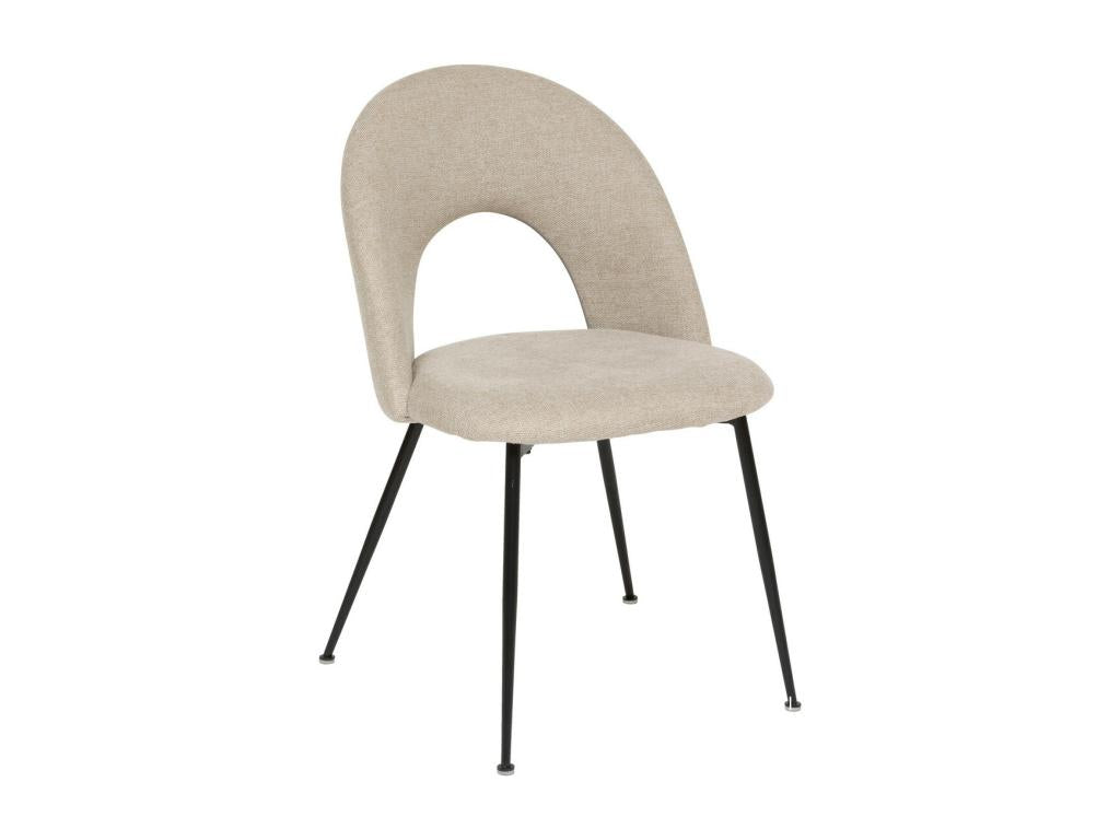 Chaise de table assise Beige chiné et pied en métal noir H 81 cm