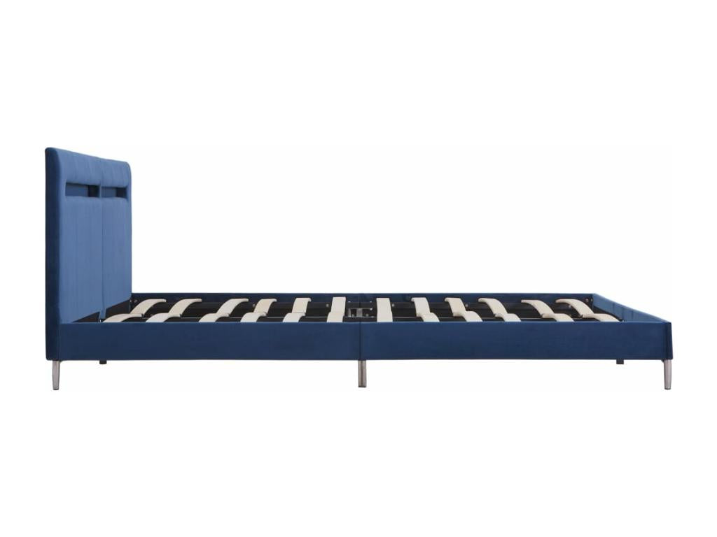 Cadre de lit avec LED Bleu Tissu 180x200 cm