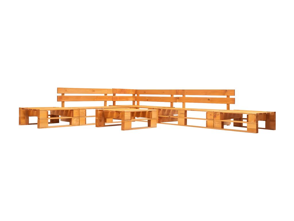 Canapés de jardin palette 6 pièces bois marron miel