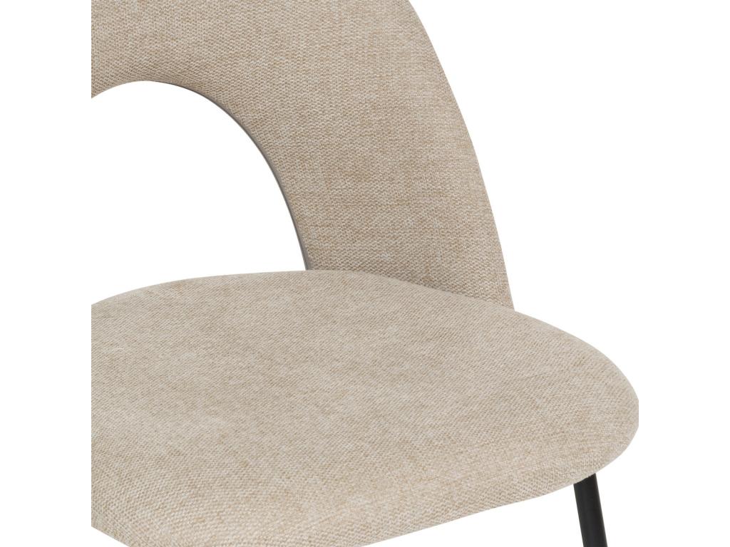 Chaise de table assise Beige chiné et pied en métal noir H 81 cm