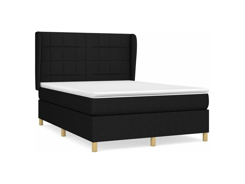 Sommier à Vertchez de lit avec matelas Noir 140x200 Tissu