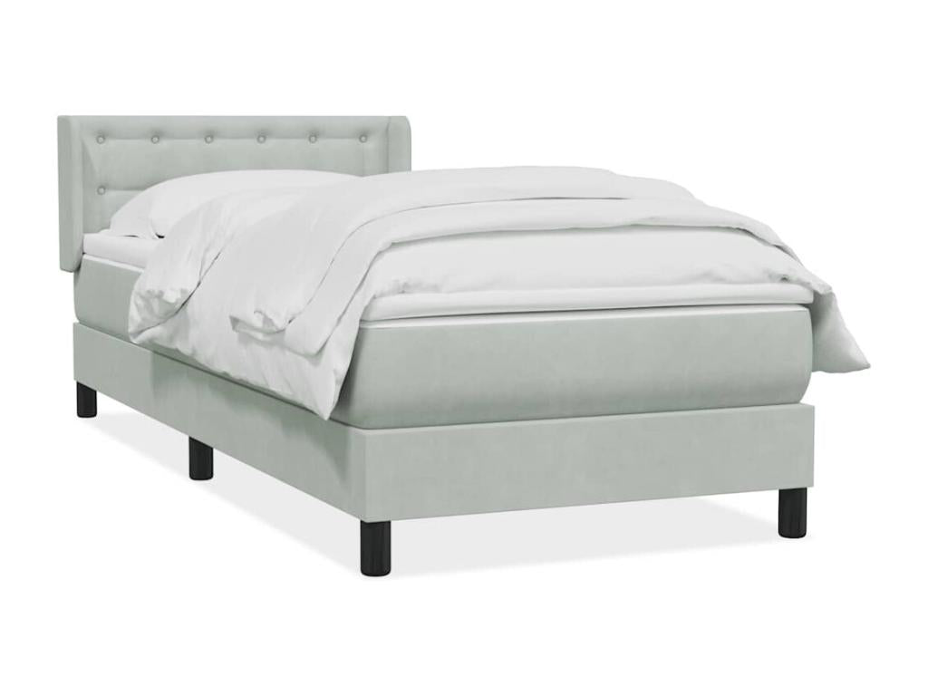 Sommier à Meublita de lit et matelas gris clair 80x220 cm velours
