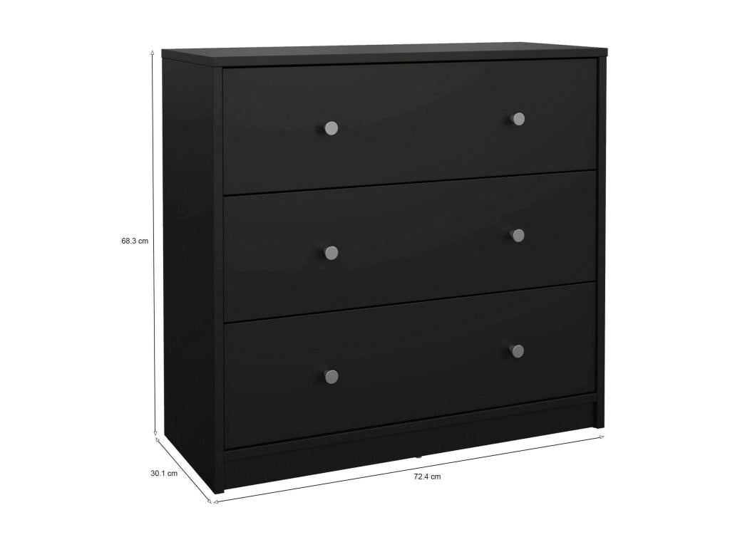 Commode Meublita Commode polyvalente Commode de chambre Meuble avec tiroirs 72x30 h68 cm Noir