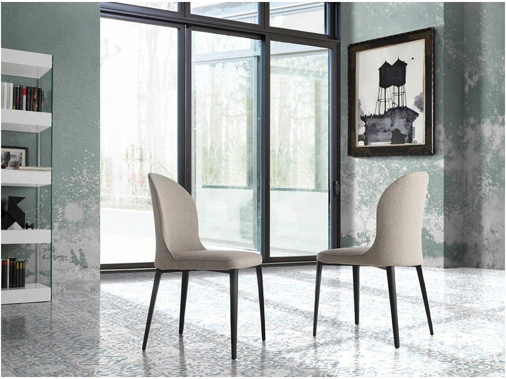 Chaise tissu et pieds acier noir Meublita - Lot de 2-Couleur Meublita 53
