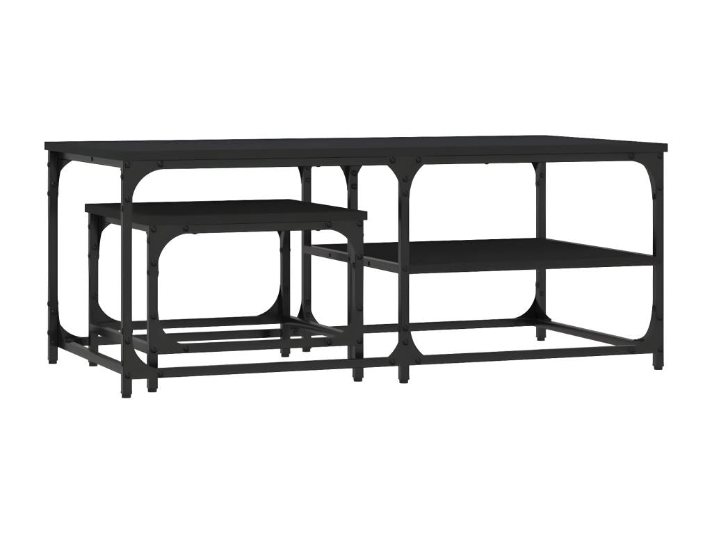 Tables basses gigognes 2 pcs noir bois d'ingénierie