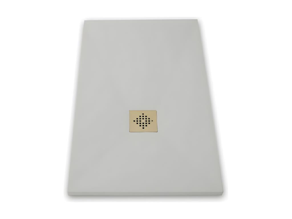Receveur de douche 80x110 cm extra plat PURE en résine surface ardoisée gris Grille grise