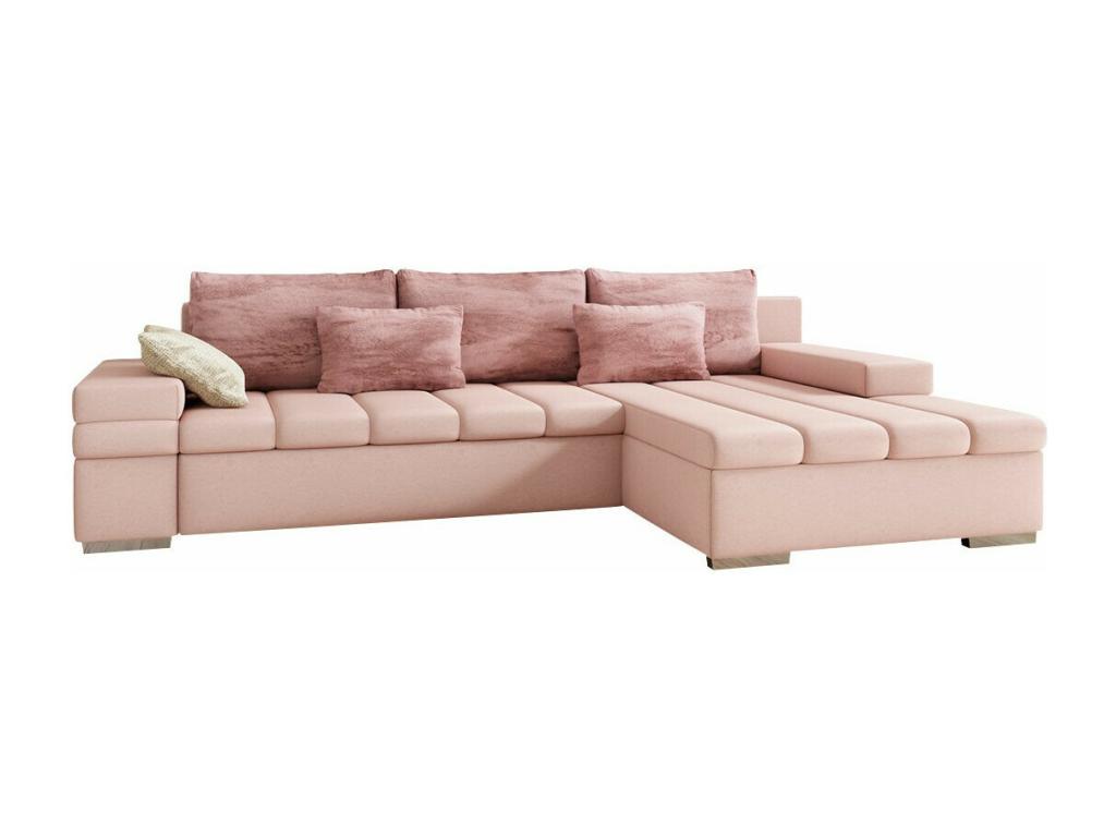 Canapé d'angle Meublita 169 Rose Fonction de couchage Bo?te de literie 310x175x83cm