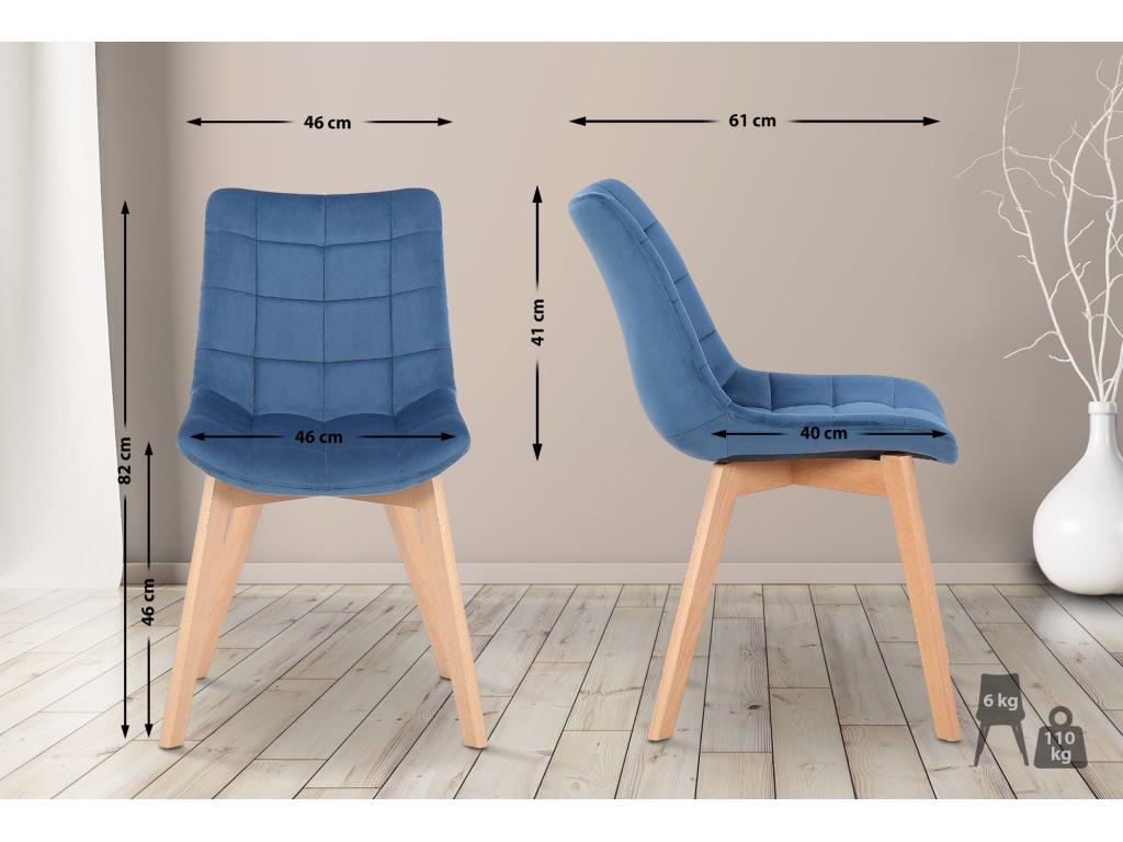 chaise salle à manger - Velours / Noir - Bleu - Passaic