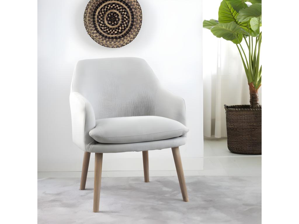 Fauteuil en tissu et bois Gris 60x79