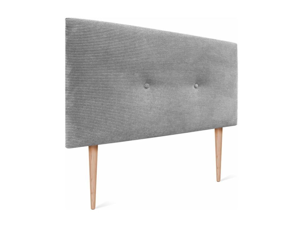 Meublita Tête de Lit Velours C?telé Uni avec Boutons 160x115 avec Pieds de Lit 150/160 - Gris