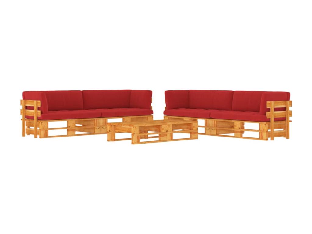Salon de jardin 6 pcs avec coussins Pin imprégné de marron miel 10