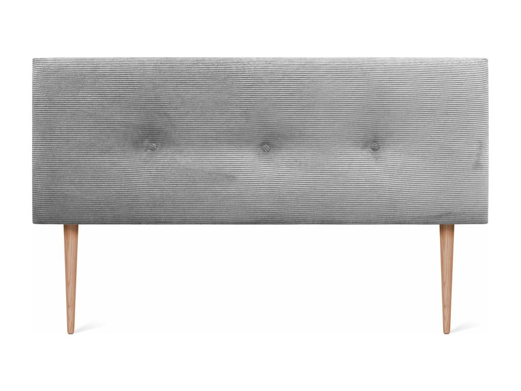 Meublita Tête de Lit Velours C?telé Uni avec Boutons 160x115 avec Pieds de Lit 150/160 - Gris