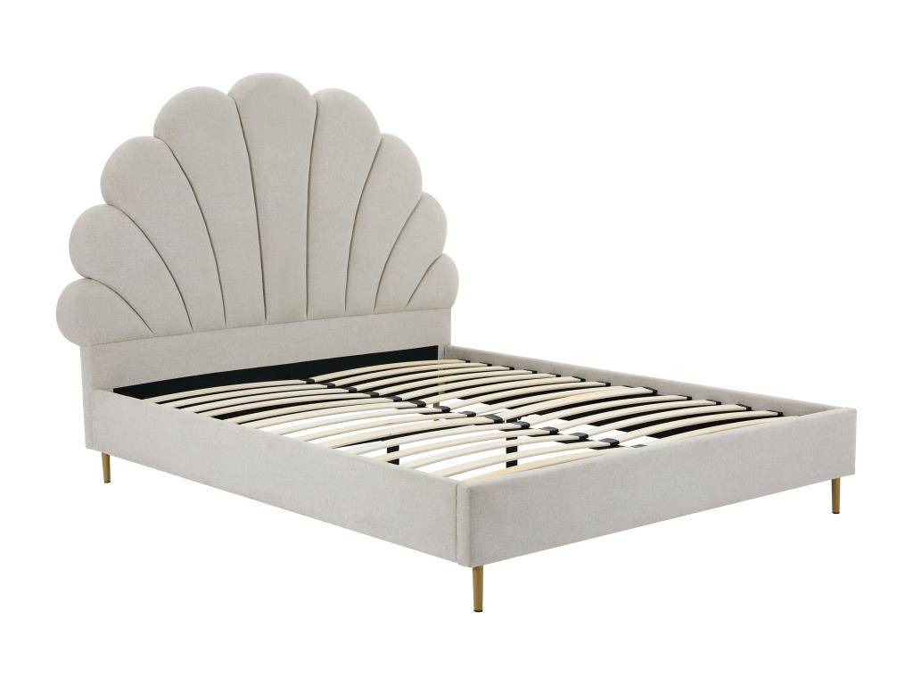 Lit coquillage 140x190 cm - Tissu - Beige - Meublita
