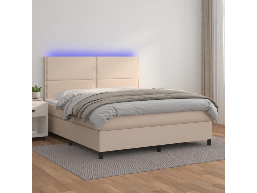 Sommier à Meublita de lit avec matelas LED Cappuccino 180x200