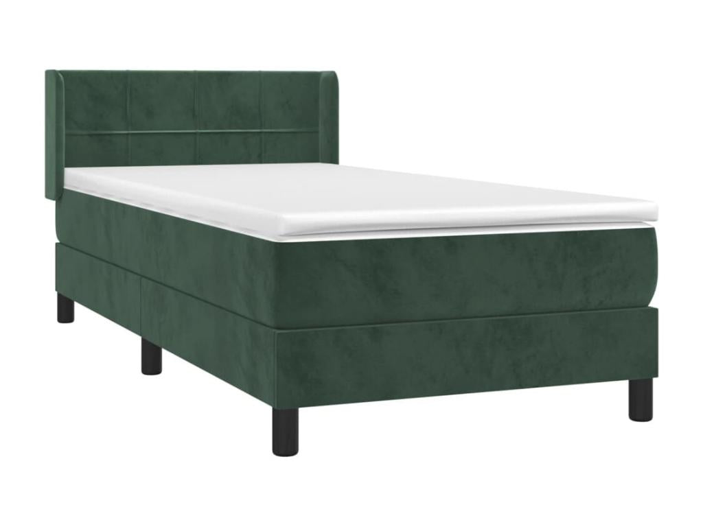Lit à sommier tapissier et matelas Vert foncé 80x200 cm Velours
