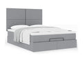 Cadre de lit ottoman et matelas gris clair 140x200 cm tissu