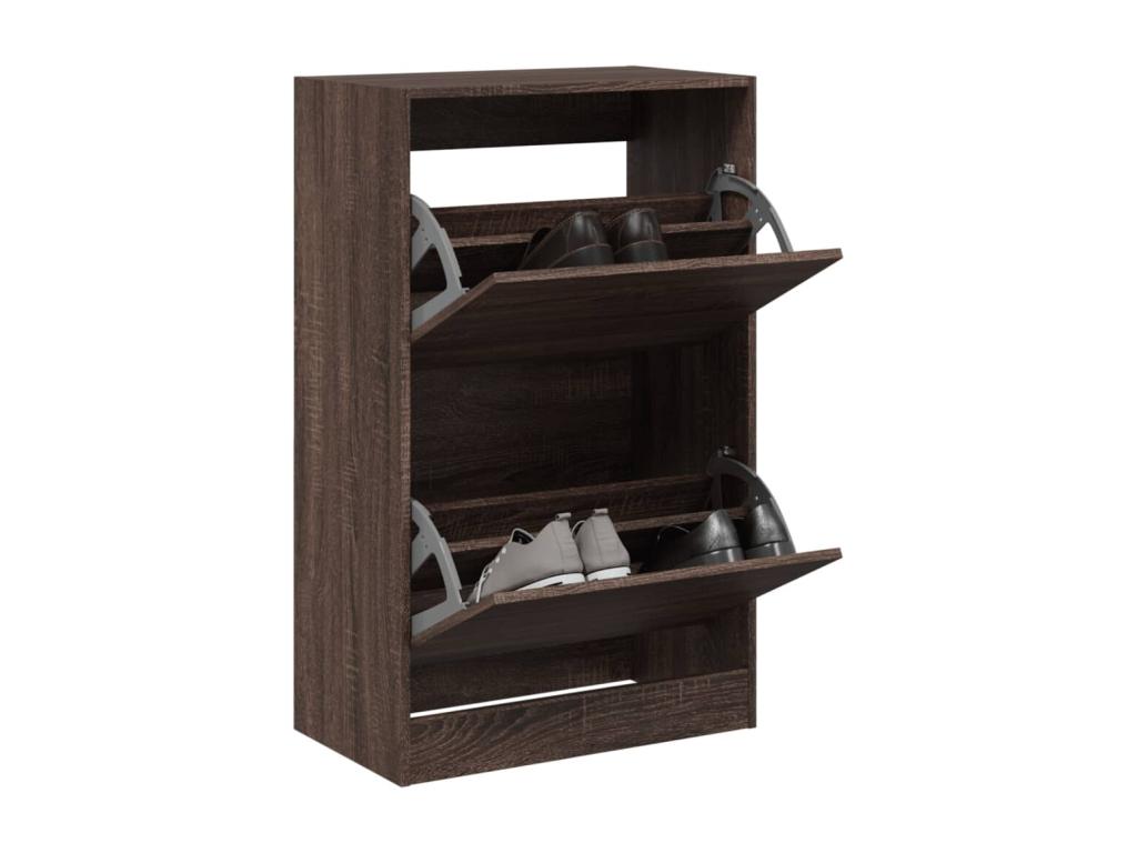 Armoire à chaussures chêne marron 60x34x96.5 bois ingénierie