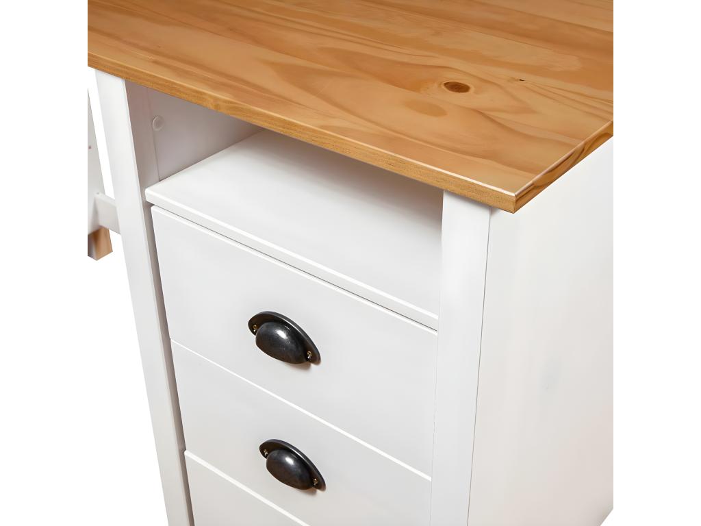 Bureau Vertchez avec 3 tiroirs 120x50x74 cm Pin solide