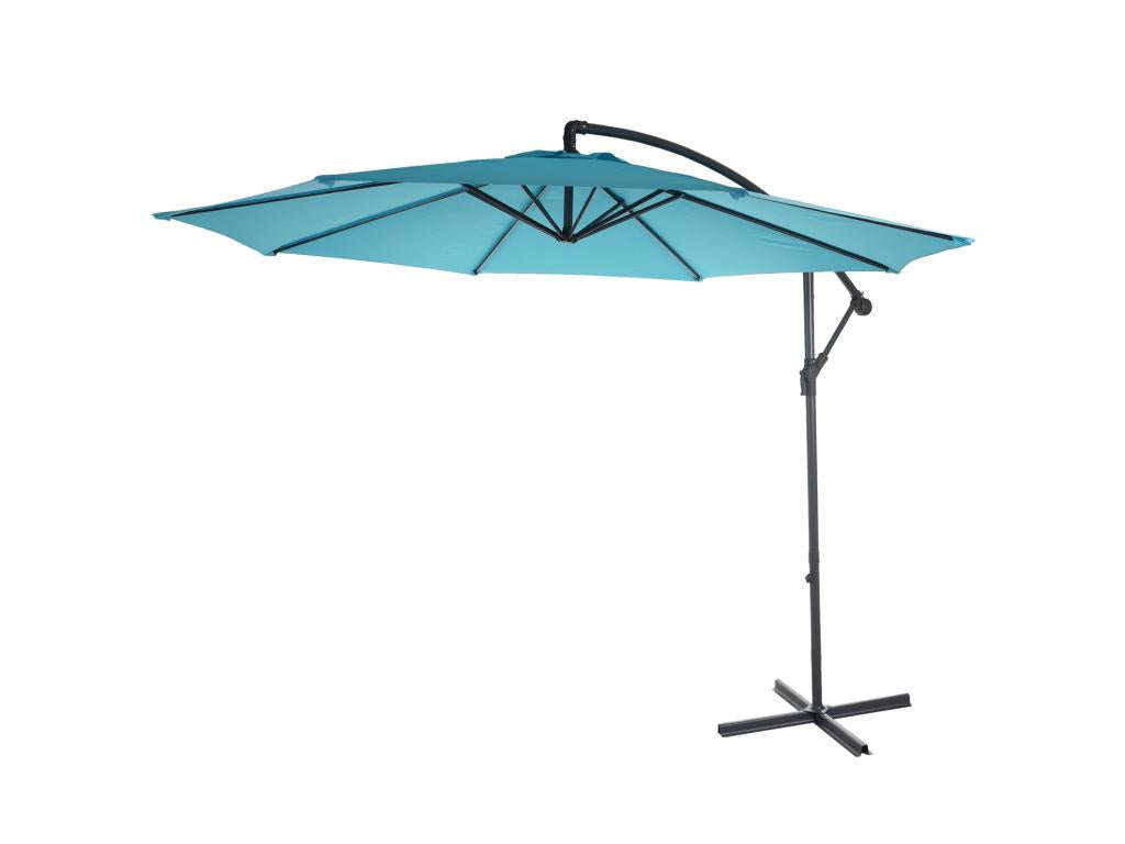 Parasol déporté Terni 3m inclinable turquoise sans support