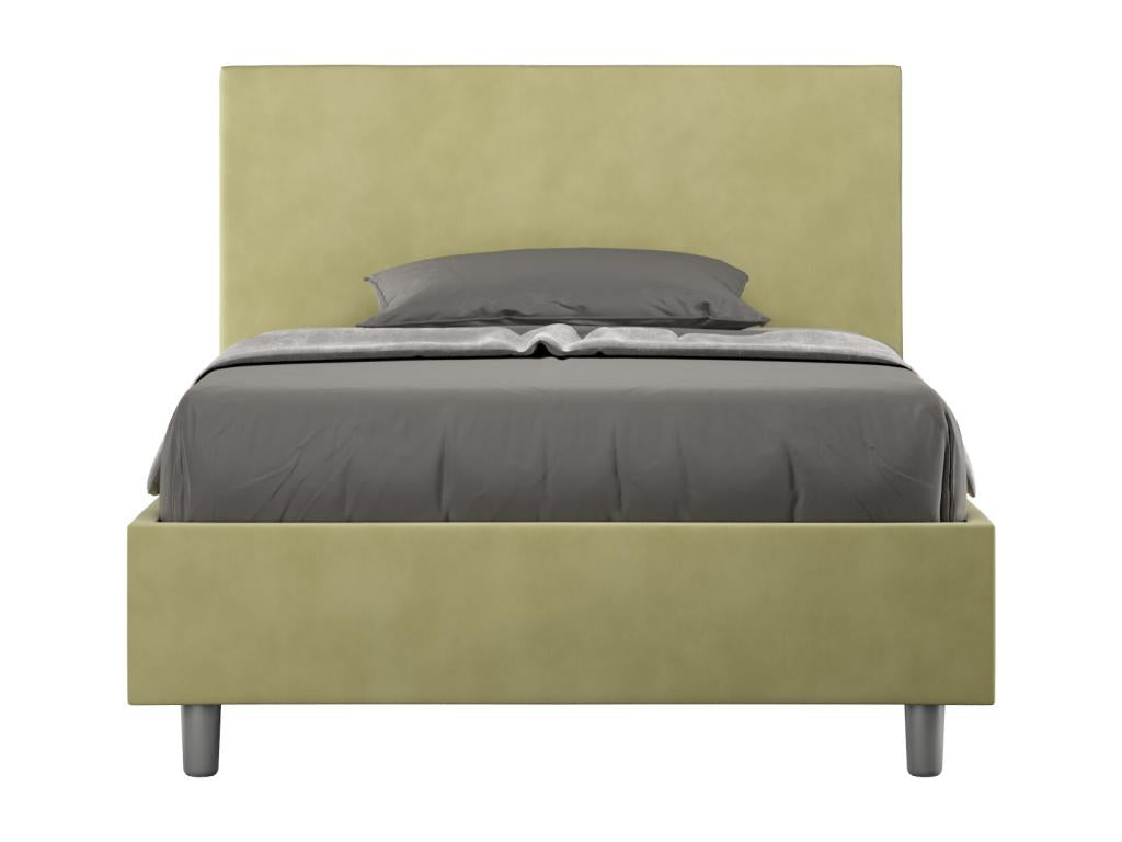 Lit 1 place et demi coffre rembourré 120x190 microfibre vert Doucezen