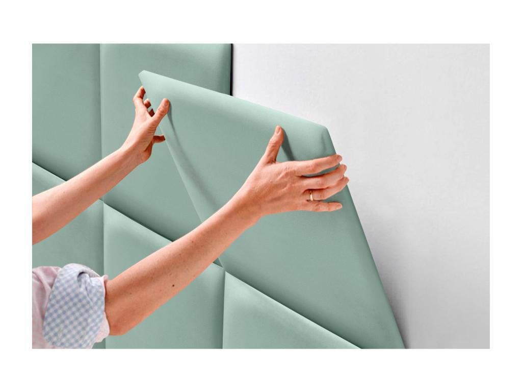 Meublita Tête de lit capitonnée en similicuir de qualité MeublitaInérieure composée de panneaux autocollants interchangeables vert Meublita 105 cm