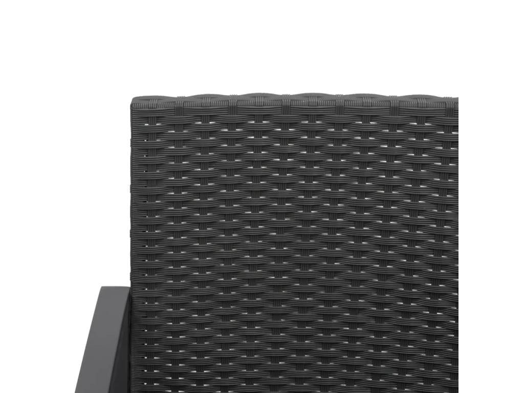 Ensemble à manger de jardin avec coussins 5 pièces noir rotin PP