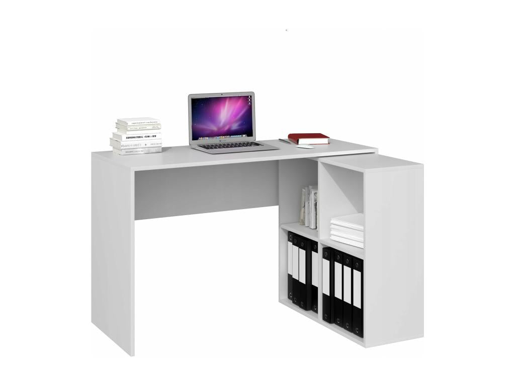 bureau d'angle Meublita 120x50x76 cm 4 niches blanc